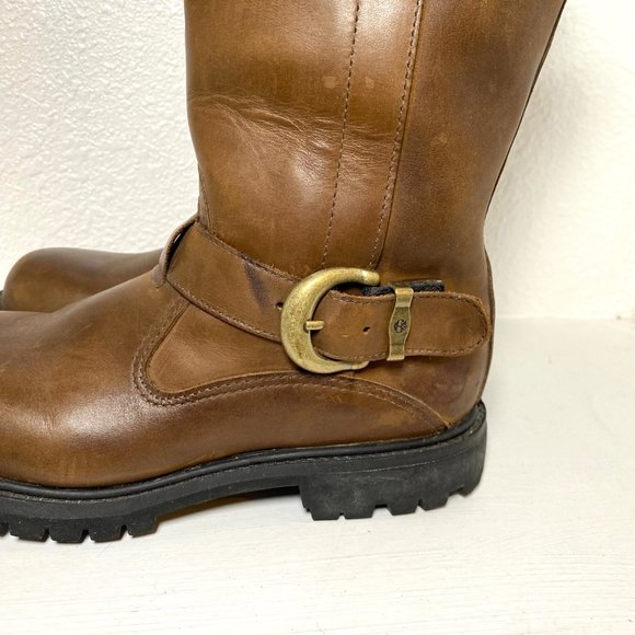 Timberland Nellie Fur Lined Leather Buckle Pull On Waterproof Boots Brown 7 - Picture 4 of 8